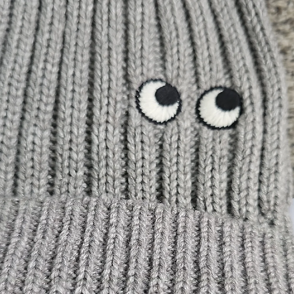 Anya Hindmarch Gray and Brown Ribbed Hat and Scarf Set - Picture 4 of 6